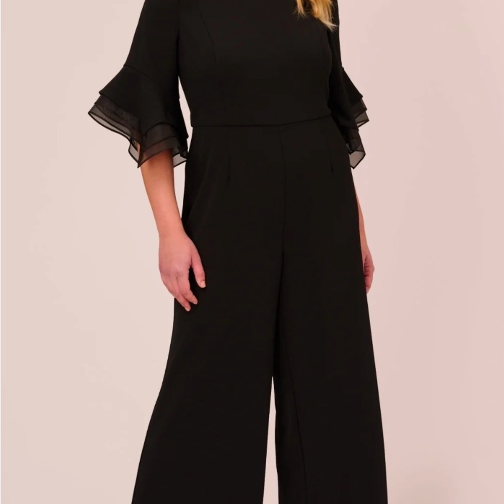 Adrianna Papell Off the Shoulder Jumpsuit Black 28 W